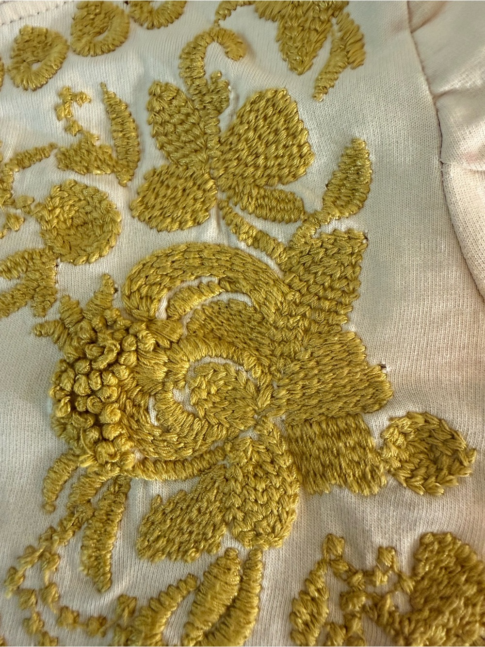 Anthropologie Cream Short-Sleeve Top with Gold Floral Embroidery - Picture 10 of 12